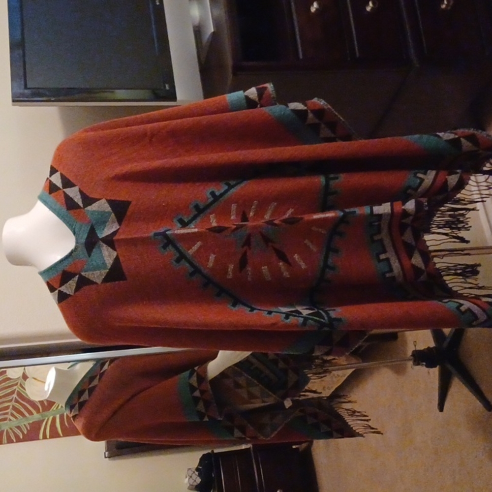 Urban CoCo Southwest Open Front Wrap Shawl Poncho NNT - Picture 7 of 12